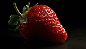 Freshness and sweetness of ripe strawberry, a healthy gourmet dessert generated by AI photo