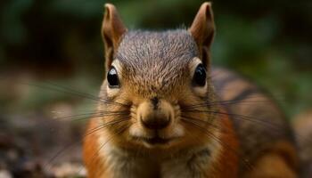 Cute fluffy rabbit sitting in grass, looking at camera shyly generated by AI photo