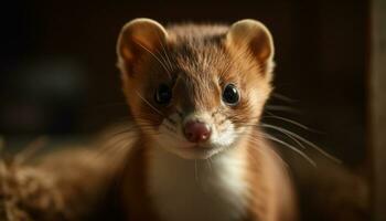 Cute fluffy kitten with striped fur looking at camera outdoors generated by AI photo