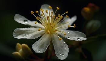 Vibrant yellow daisy, wet with dew, stands out in nature generated by AI photo