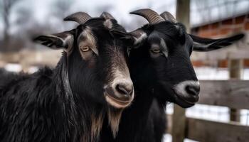 linda joven animales pasto en un rural granja prado generado por ai foto