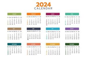 2024 Claendar Template Design vector