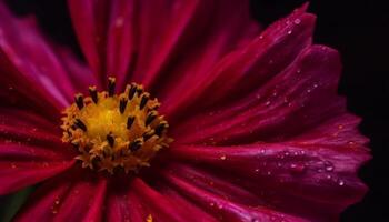 Vibrant colored petals, wet with dew, showcase nature delicate beauty generated by AI photo