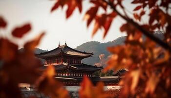 Ancient pagoda in Beijing, a symbol of East Asian culture generated by AI photo