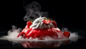 Gourmet strawberry dessert, sweet food, fresh and delicious generated by AI photo