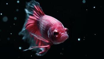 The elegant siamese fighting fish swims in the blue water generated by AI photo