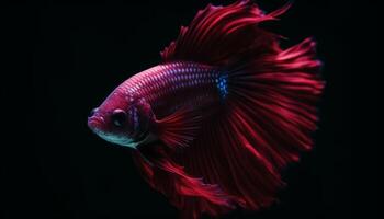 The multi colored siamese fighting fish swims elegantly in the underwater generated by AI photo