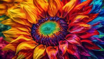 Vibrant colored flower petals create a beautiful nature bouquet generated by AI photo