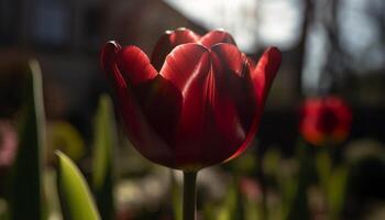 brillante tulipán florecer en naturaleza, vibrante colores, No personas generado por ai foto