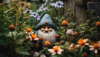 un sonriente hombre con un barba disfruta naturaleza alegre humor generado por ai foto