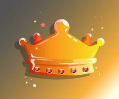 Cartoon Crown, Gold wealth and privileges of the King and Queen, Tiara with more Red crystals Rube. Vector illustration for Game Elements photo