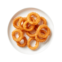 a plate of onion rings on a transparent  background png