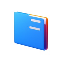 3d blu cartella icona su un' trasparente sfondo png