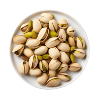 pistachios dentro uma branco prato isolado em uma transparente fundo png