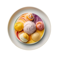 colorful ice cream in a bowl on a transparent  background png