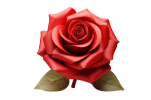 3d red rose on transparent background png