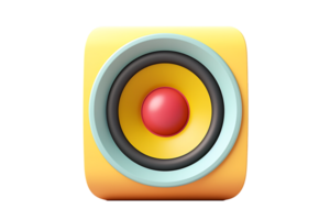3d yellow speaker icon on a transparent background png