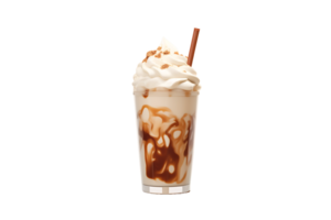 an iced coffee with whipped cream and a straw png