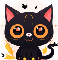 mignonne noir chat icône. ai généré png