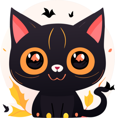 cute black cat icon. AI Generated 27735831 PNG