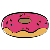 Donut with pink glaze and colorful powder png