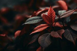 Close up of beautiful autumn leaves with water drops. Natural background AI generated photo