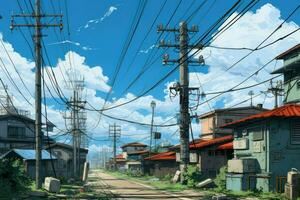 poder líneas pueblo anime visual novela juego. generar ai foto