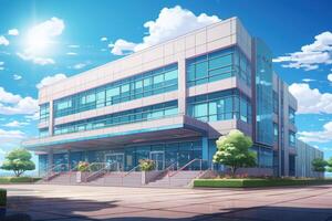 Office building anime visual novel game. Generate Ai photo