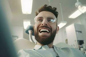 Man dentist happy smile. Generate Ai photo