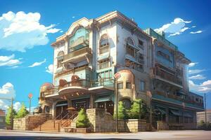 Hotel anime visual novel game. Generate Ai photo