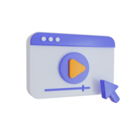 3d Render icon. video icon on transparent background. png