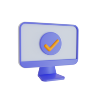 3d Render icon. computer check icon on transparent background. png