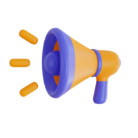 3d Render icon. megaphone icon on transparent background. png