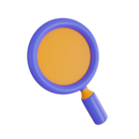 3d Render icon. magnifying glass icon on transparent background. png