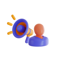 3d Render icon. human and speaker icon on transparent background. png