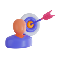 3d Render icon. manager and goal icon on transparent background. png