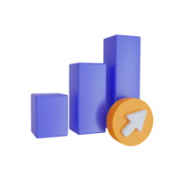 3d Render icon. bar graph icon on transparent background. png