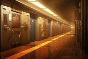 corredor piso anime visual novela juego. generar ai foto