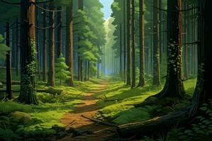 Forest scenic anime visual novel game. Generate Ai photo