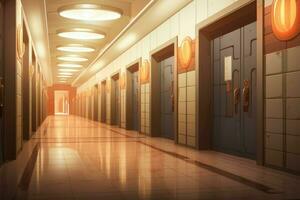 Corridor lamp anime visual novel game. Generate Ai photo