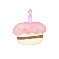 Watercolor pastel Birthday cake clipart png