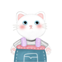 Hand drawing cute cat on transparent background png