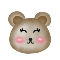 a cute bear face hand drawing on transparent background png