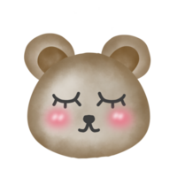 a cute bear face hand drawing on transparent background png