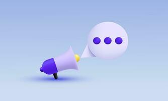 illustration unique minimal chat bubble megaphone vector icon 3d  symbols isolated on background