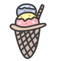 Cute cartoon pastel doodle hand draw sweet dessert ice cream png