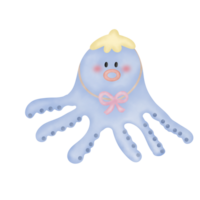 mignonne dessin animé pastel griffonnage main dessiner calamar poulpe png