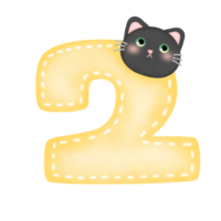 Cute cartoon pastel doodle hand draw cat number png