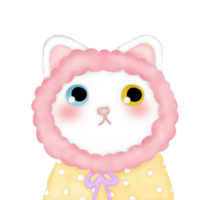 Hand drawing cute cat on transparent background png