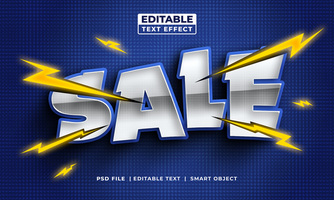 Sale with lightning editable text effect style psd